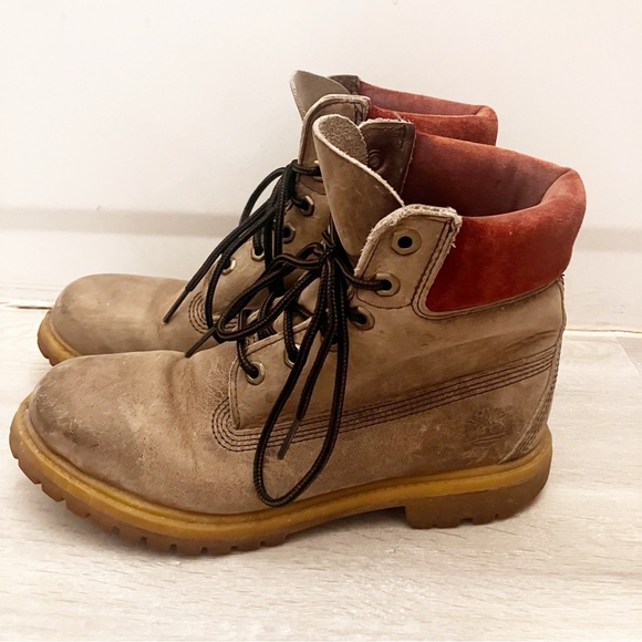 Timberland premium classic combat hiking taupe suede boots size 8 - Picture 3 of 8